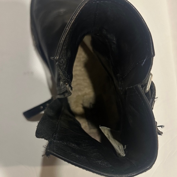 UGG Black Leather Fabrizia biker ankle booties side zipper 2 side belt buckles - Picture 16 of 16